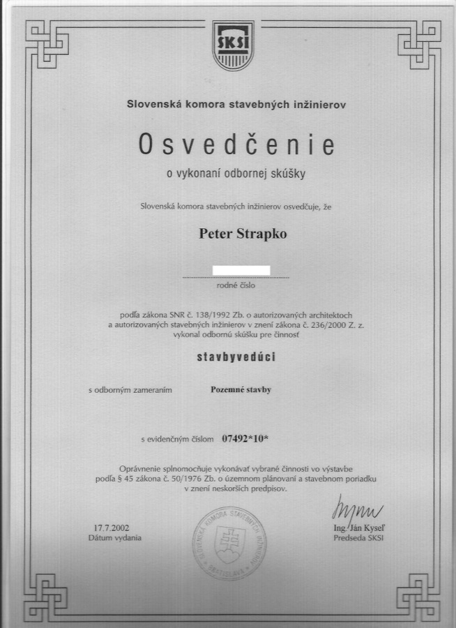 Osvedčenie stavbyvedúceho